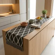 Caminho de Mesa Trilho Gold Jacquard Premium 0,40x1,40cm Toalha com Franja Decoração Mesa Elegante