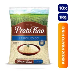 Kit 10x Arroz Parboilizado Prato Fino 1Kg Tipo 1