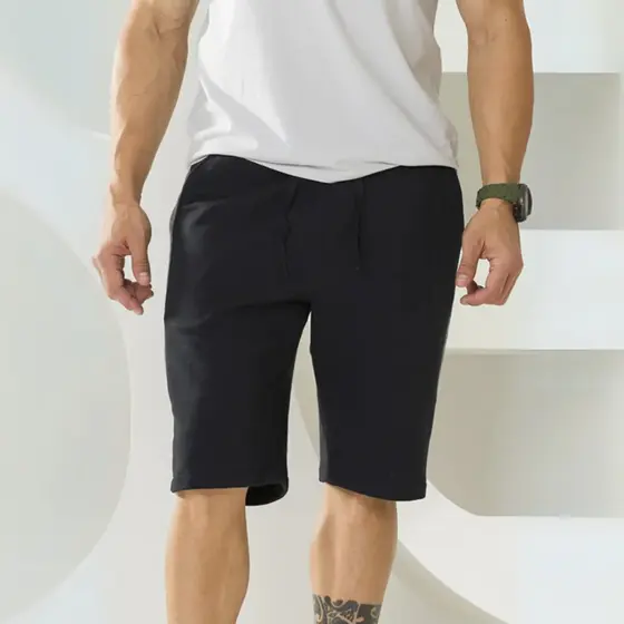 Bermuda Masculina de Moletom com Cordão e Bolsos Funcionais Tri-Colors Cintura média Premium