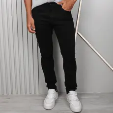 Calça Jeans Masculina Reta Tradicional com Lycra Cintura Média Zíper com Elastano Não Desbota