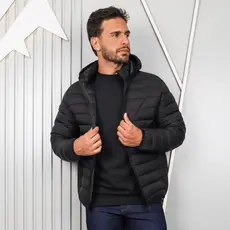 Jaqueta Masculina Nylon Bobojaco Impermeável Casaco Bomber Punho Elástico Capuz Removível Gominhos