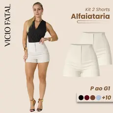 Kit de 2 Shorts Feminino Iguais de Alfaitaria Fecho Invisível Cintura Alta Varias Cores Verão Curto