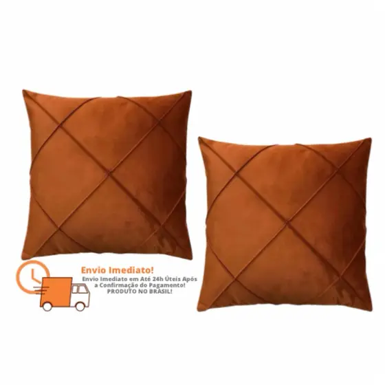 Kit 2 Capas De Almofada Suede 40x40 Drapeada Decorativas para Sala Quarto Cama Sofá