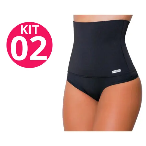 2 Calcinha Cinta Feminina Alta Compressão Seca Barriga Cós Alto Modeladora Pós Parto Bariátrica