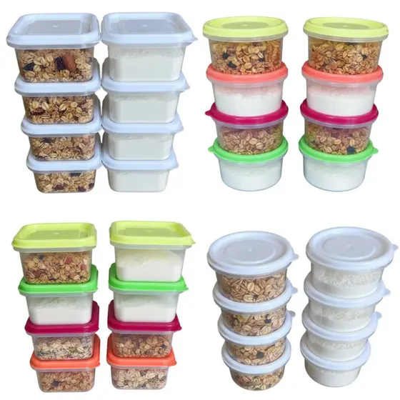 Kit 8/16 Mini Potes Organizadores para Armazenar Congelar Cremes Temperos e Papinhas