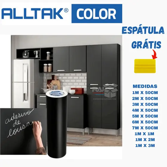 Vinil Adesivo Alltak Preto Fosco e Preto Brilho BLACKOUT – Janela, Vidro, Porta, Móveis e Geladeira