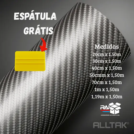Adesivo fibra de carbono Grafite 4D - Alltak, envelopamento, retrovisor, soleira, carro