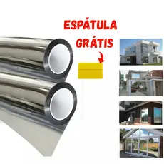 Película Tipo Insulfilm Prata Espelhada Refletiva G5 – Poliéster Profissional, 50cm de Largura