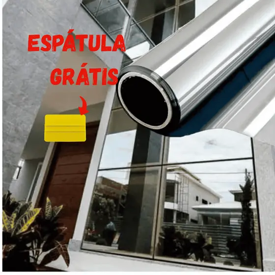 Película Tipo Insulfilm Prata Espelhada, Refletiva, G5, Poliéster profissional, 75cm de largura