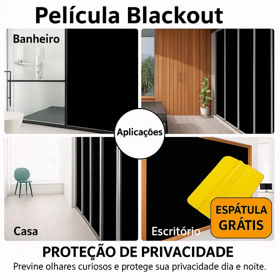Película Tipo Insulfilm Blackout Unidirecional 75cm – Privacidade + Proteção UV e Bloqueio Solar