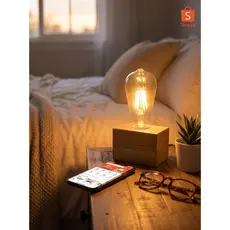 Luminária Mesa Abajur Cubo Minimalista Madeira Quadrado