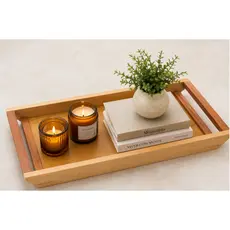 Bandeja Decorativa para Velas Aromáticas Difusores e Decoração em Madeira 50x30