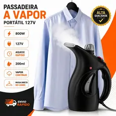 Passadeira A Vapor Portátil Secagem Rápida Fácil Uso Compacta Preta 127V
