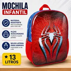 Mochila Infantil Escolar Jungle Spider 13L Costa Poliéster Resistente Alças Ajustáveis Sortida