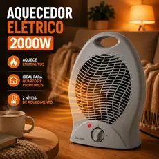 Aquecedor Elétrico 2000W 220V Portátil Aquece Rápido 2 Níveis Quarto Escritório Startools