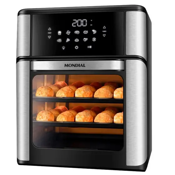 Fritadeira Air Fryer Forno Mondial AFON-12L-BI 12L 2200W 220V - Preto/Inox