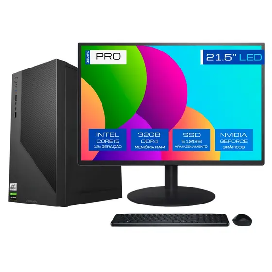 Computador BluePC PRO Intel i5 12400F, 32GB, SSD 512GB, Geforce, Win 11 Pro, Monitor 21- CDBP-PRO187