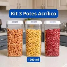 Kit 3 Potes Herméticos Multiuso 1200ML