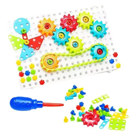 Kit Ferramenta Infantil Quebra Cabeça Engrenagem 98 Peças Brinquedo Educativo Infantil