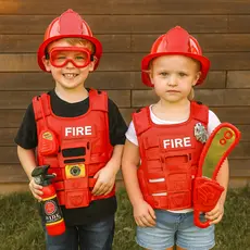 Brinquedo Infantil Kit Bombeiro Colete Capacete E Acessorios Completo