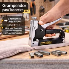 Grampeador Manual Tapeçaria Com 100 Grampos 4/6/8mm Fixaçao Eficiente Ferramenta Duravel Uso Profissonal Doméstico