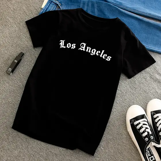 Camiseta 100% Algodão Los Angeles Básica Unissex Criança Adolescente