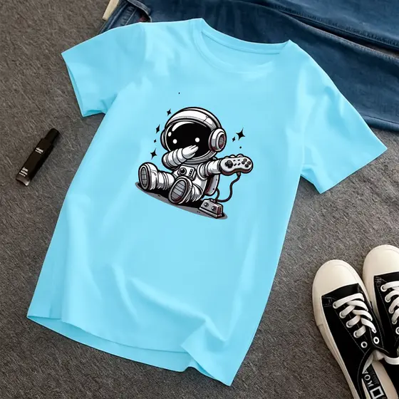 Camiseta Infantil Juvenil Astronauta 100% Algodão Moda Casual Fashion Unissex