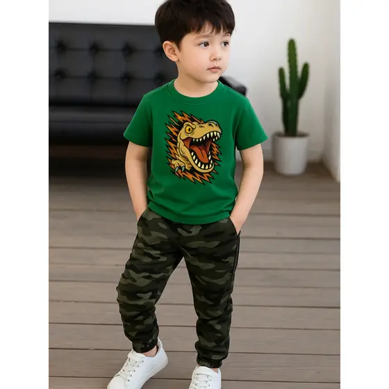 Camiseta Dino Infantil 100% Algodão Jurassic Park Menino