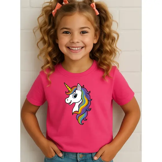Camiseta infantil Unicórnio 100% algodão Meninas Cores
