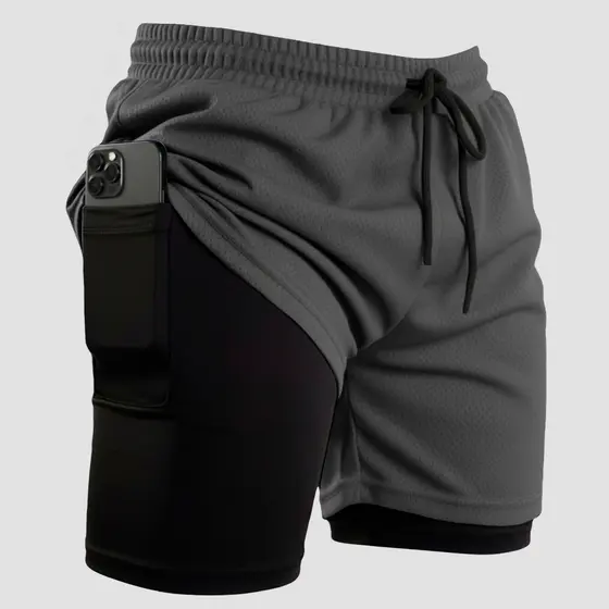 Bermuda Masculina Compreensão 2 Em 1 Short Esporte Academia Futsal ciclismo caminhada