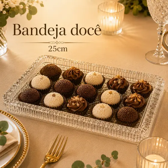 Bandeja Acrílica 25cm Lapidada Decorativa Mesa Posta Doces Bombons Petiscos Lavabo Banheiro Organizador Luxo