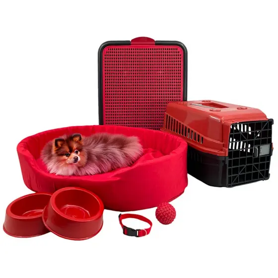 Kit Pet Pequeno Cama Europa Sanitário Transporte Acessórios