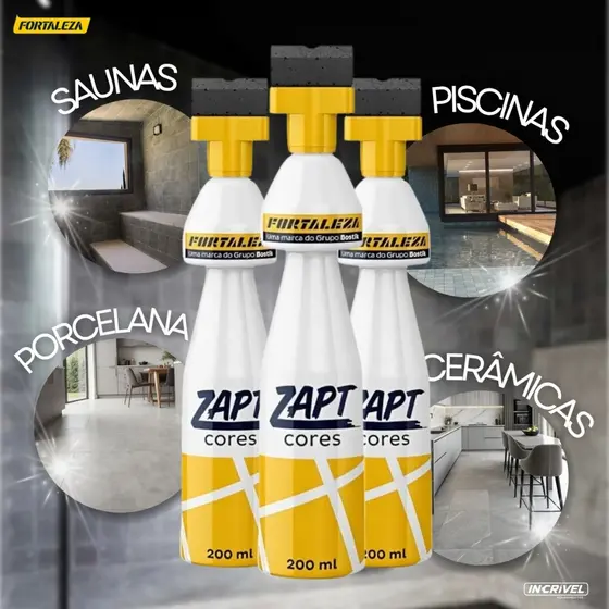 Zapt Cores Fortaleza Líquido 200ml Pintura Rejunte Base Acrílico Rejuntamento Pastilhas