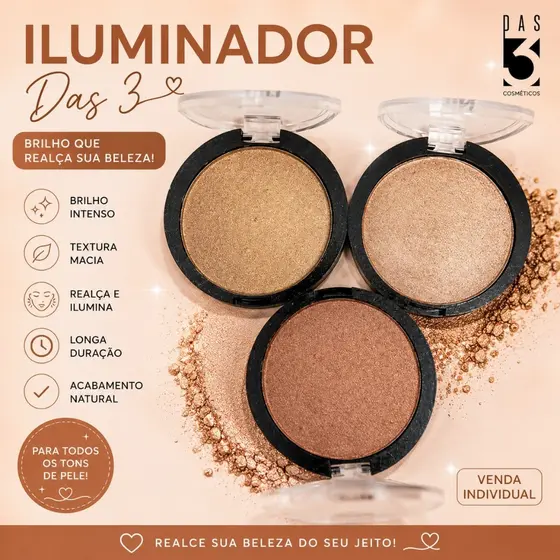 Iluminador - Sun Kissed - Das Três Cosméticos  *Lançamento*