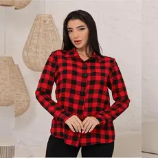 Camisa Xadrez Feminina de Botão de Viscose Blusa Feminina Festa Junina Rodeio Country