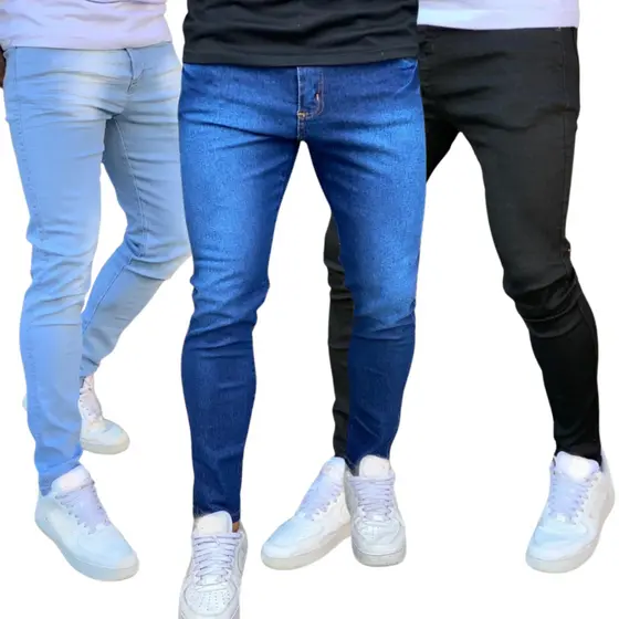 Kit Calças Jeans Masculina Slim Original Elastano