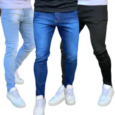 Kit Calças Jeans Masculina Slim Original Elastano