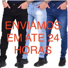 Kit CALÇAS MASCULINAS JEANS ELASTANO COM LYCRA (media - clara - preta)