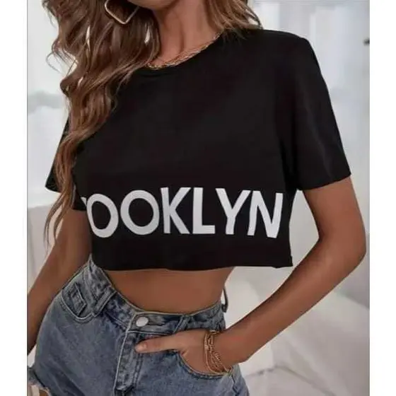 Cropped Feminina Larguinho New York Estilo de Rua Academia oversized