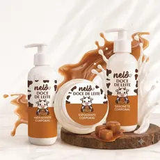 Kit Doce de Leite Vaquinha - Sabonete, Esfoliante e Hidrante Corporal