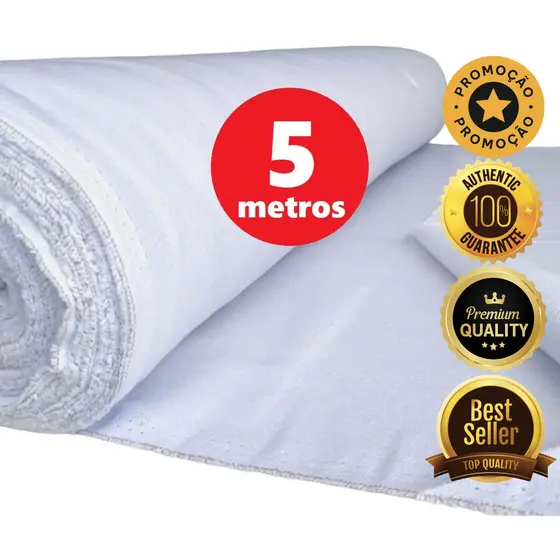 5 Metros Tecido Alvejado 100% Algodão – Pano de Prato Liso Branco Sacaria para Artesanato, Qualidade