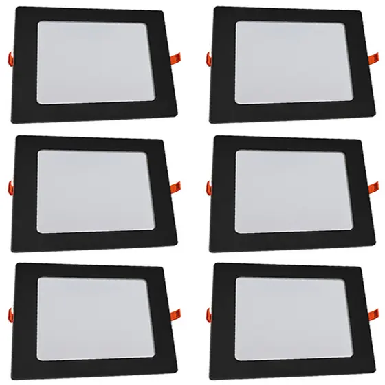 Kit 6 Luminária Painel Plafon Quadrado Embutir 18W Luz Branco Frio 6500K 127v 220v Avant