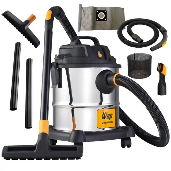 Aspirador de Pó e Água Profissional Barril Inox 20 Litros 1600W Wap