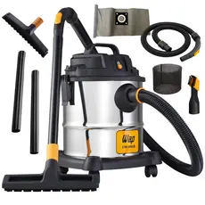 Aspirador de Pó e Água Profissional Barril Inox 20 Litros 1600W Wap