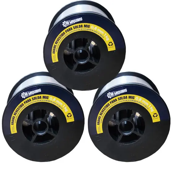 3 Arames Revestido Solda Mig Flux 1Kg 0.8mm Sem Gás Erb