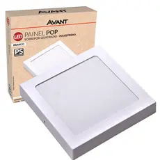 Painel Plafon Sobrepor Quadrado 12W Luz Branca 6500K Luminária de Gesso Forro 127v 220v Avant