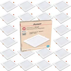 Kit 20 Painel Plafon Quadrado Embutir 12W Luz Branca 6500K Luminária de Gesso Forro 127v 220v Avant