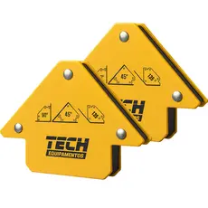 kit 2 Esquadro Magnético TECH 12kg Solda Multiângulos 30° 45° 135° Aço Reforçado Dupla Face