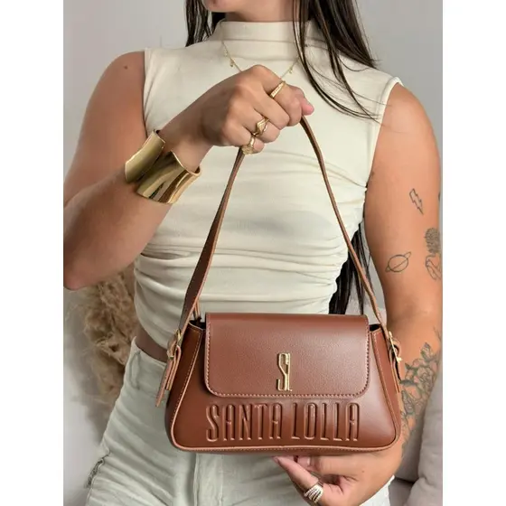 Bolsa feminina pequena alça de ombro e alça transversal removivel e ajustavel baguete envio rapido