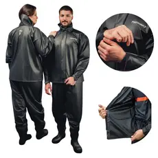 Capa De Chuva Pvc Impermeável Pop Gola Alta Preta Pioneira